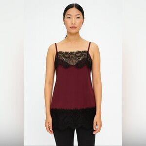 INC International Concepts Burgundy Lace Trim Cami Top.      Size-Small